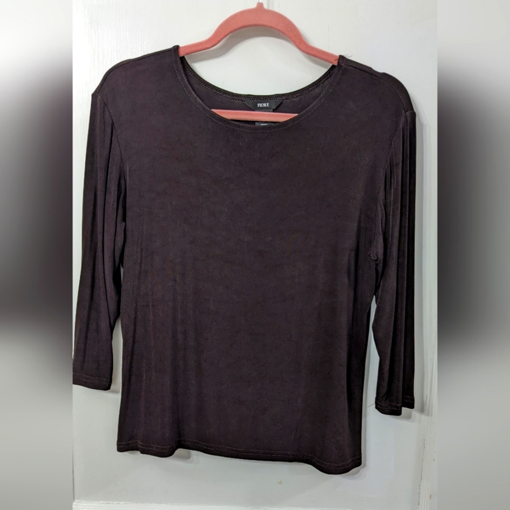 Dark Brown 3/4 Sleeve Top Size XL Fiore